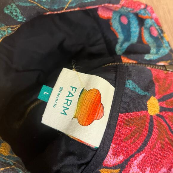 Farm Rio Black Flowerdoscopic Canvas Mini Skirt Quilted Size Large - Picture 3 of 8